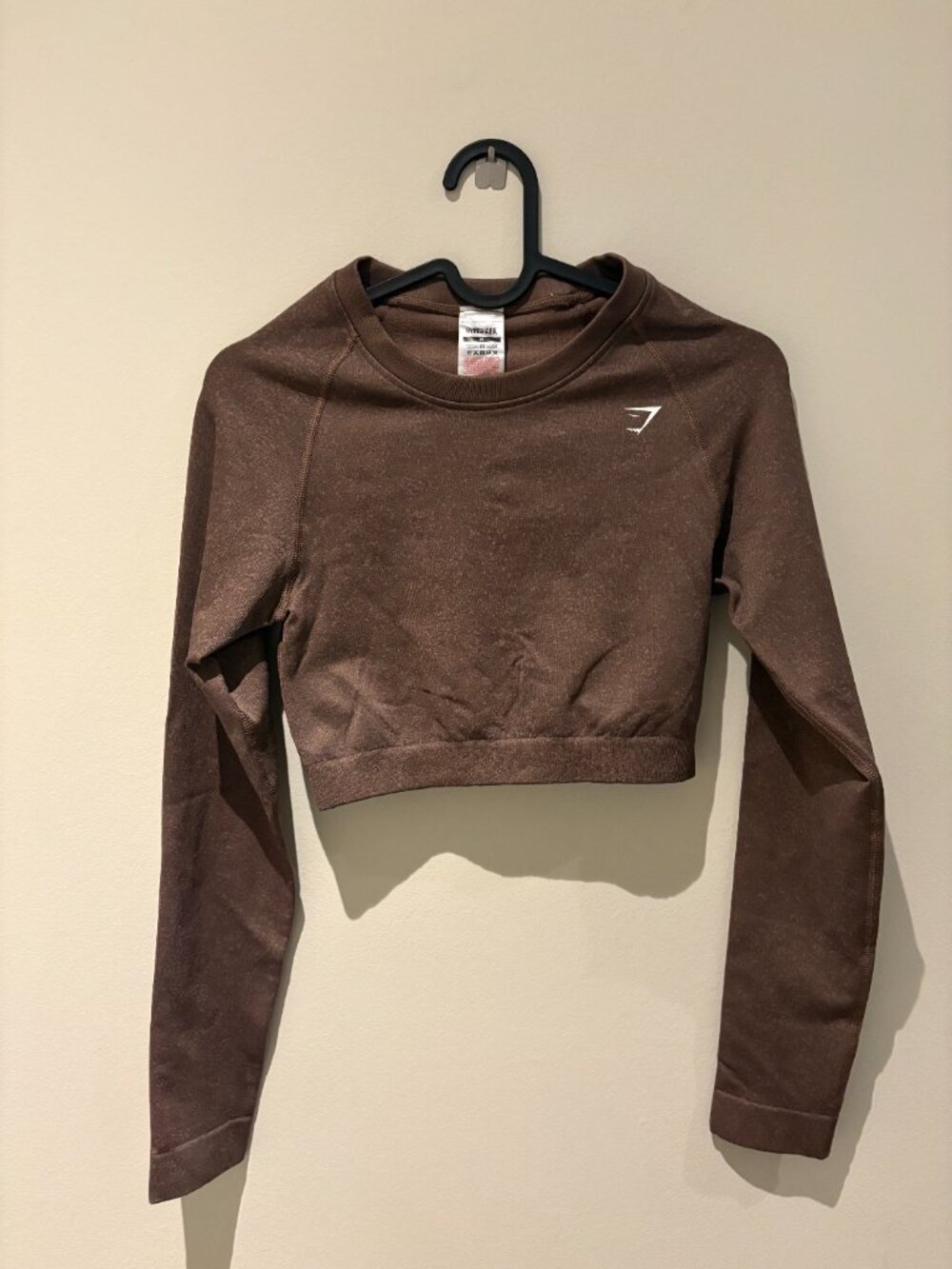 Gymshark Adapt Fleck Seamless Long Sleeve Crop Top in Mineral / Light Brown